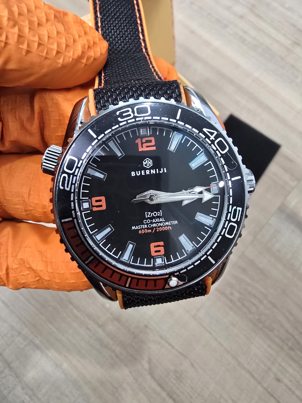 Men's Black and Orange Dive Authomatic Watch